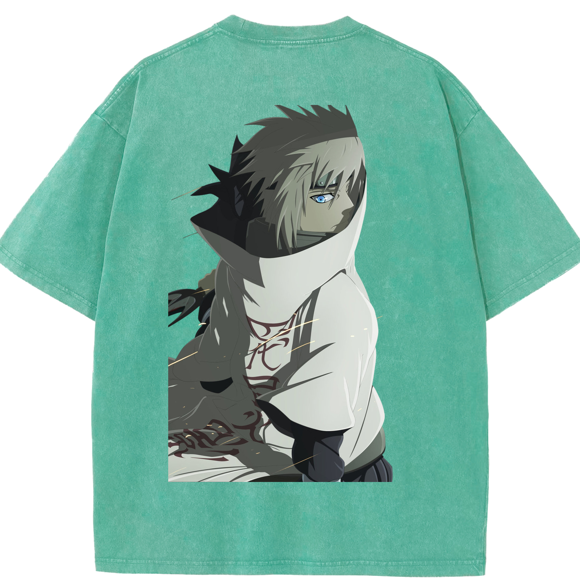 （画像用） NARUTO -ナルト- 波風 ミナト Namikaze Minato 綿100% ヴィンテージ風 半袖Tシャツ（背面プリント）